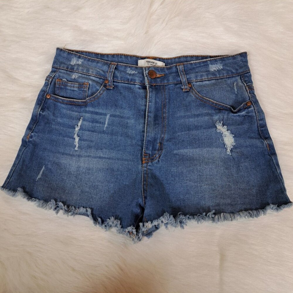Forever 21 Cut Off Ripped Jean Shorts Size 28